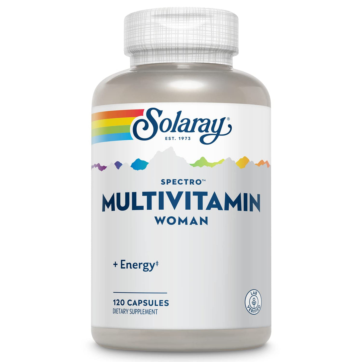 SOLARAY Spectro Multivitamin para mujer, botella: apoyo diario de vitaminas y minerales esenciales.