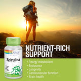 Composición de nutrientes de spirulina en SOLARAY: aminoácidos y vitaminas.