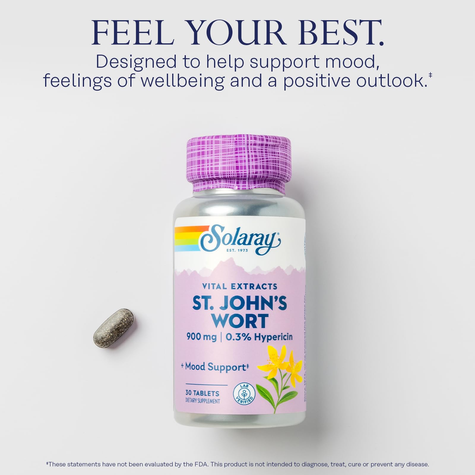 SOLARAY Pastillas de una dosis diaria para apoyo mental y estado de ánimo estable.