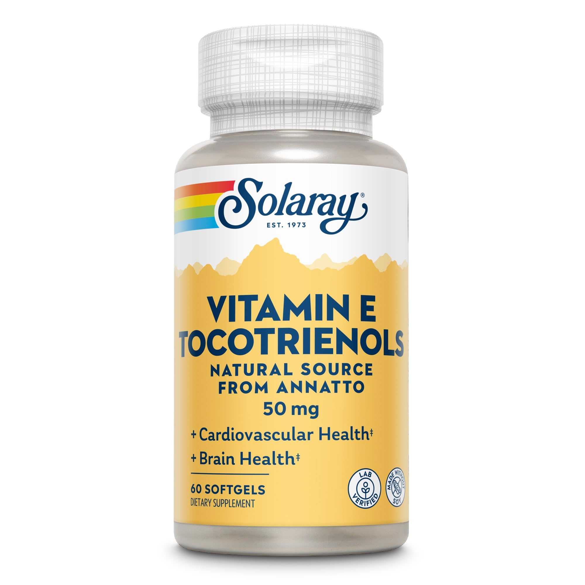 SOLARAY tocotrienoles vitamina E envase de fabricación propia para calidad.