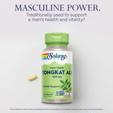 SOLARAY Tongkat Ali 400 mg, cápsulas visibles para uso diario