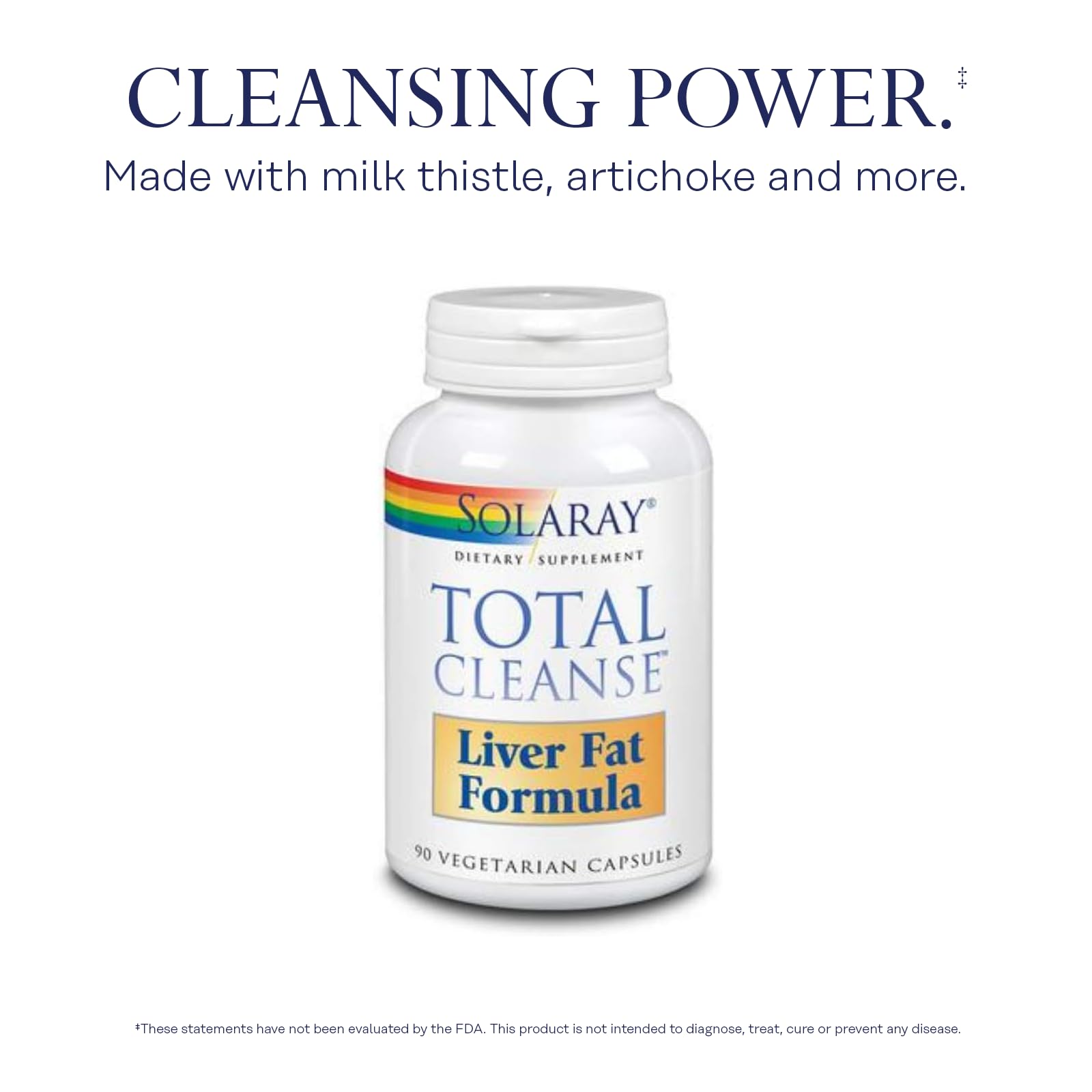 SOLARAY Total Cleanse cápsulas verdes, fáciles de tragar para la rutina diaria.