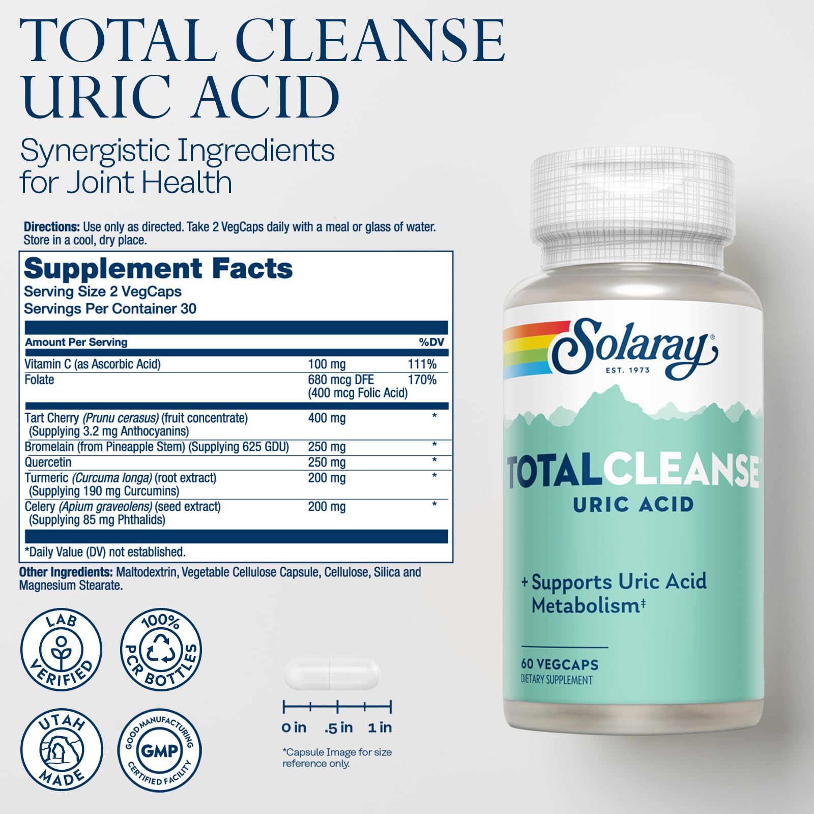 SOLARAY Total Cleanse extracto de cereza ácida para sabor natural y antioxidante.