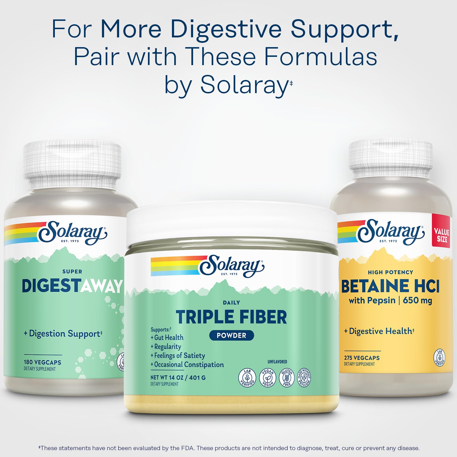 SOLARAY Triple Fiber opción vegana y libre de gluten