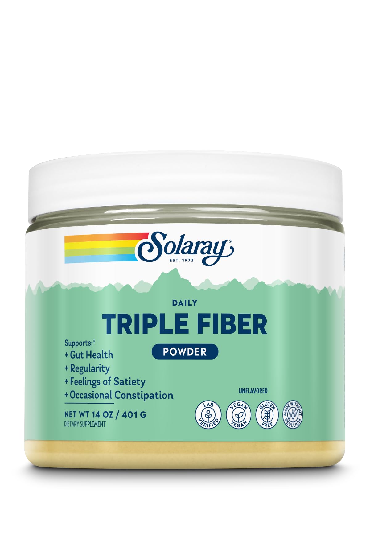 SOLARAY Triple Fiber en botella, textura suave para apoyo diario de digestión
