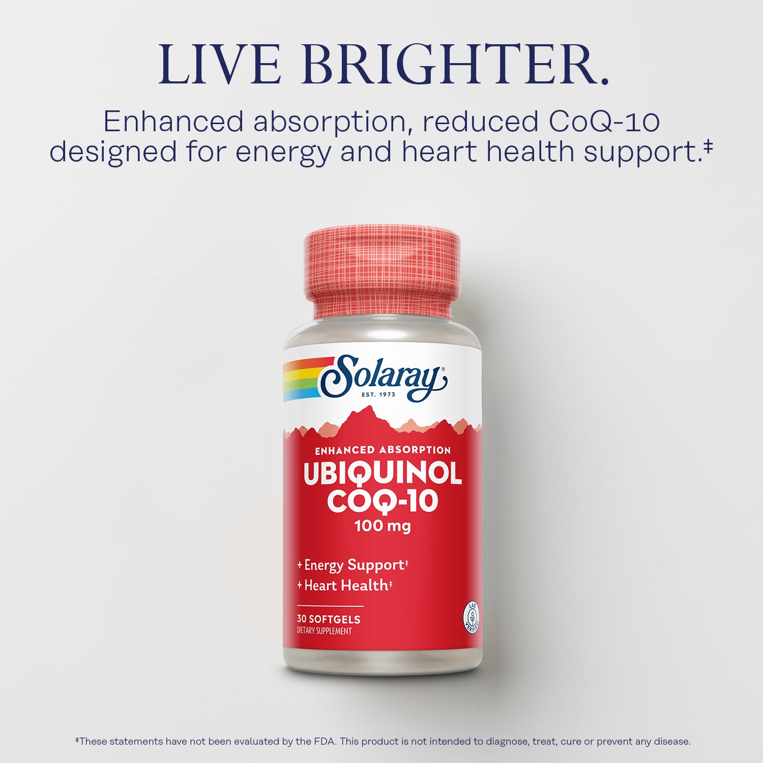 SOLARAY Ubiquinol CoQ10 en cápsula gel suave, conveniencia de ingesta.