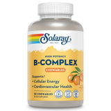 SOLARAY complejo de vitamina B naranja, tabletas masticables para energía diaria