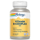 SOLARAY Vitamin B Complex 100mg – botella frontal, apoyo a la energía diaria.