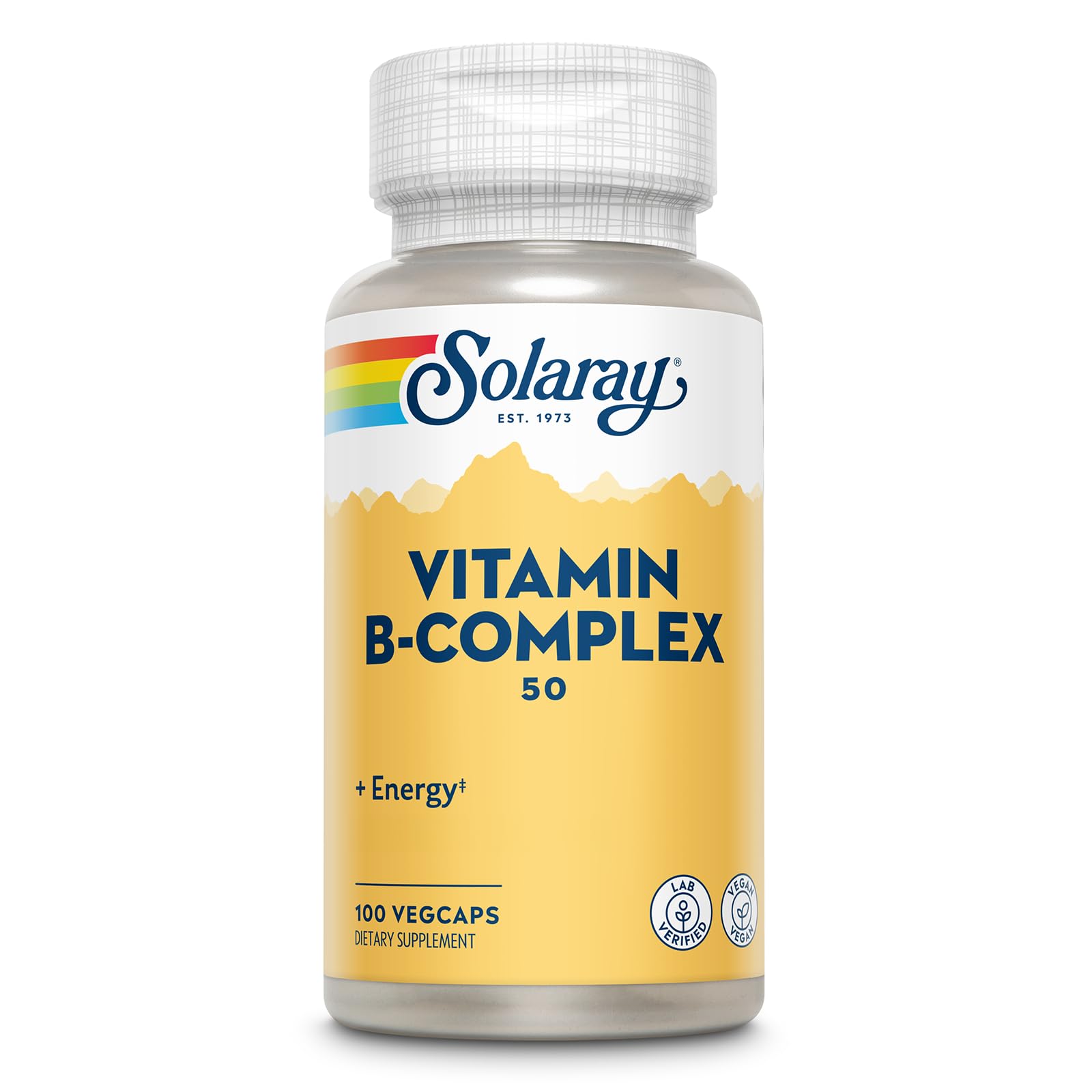 SOLARAY Vitamina B Complex 50 mg frasco, apoyo al metabolismo y energía diaria.