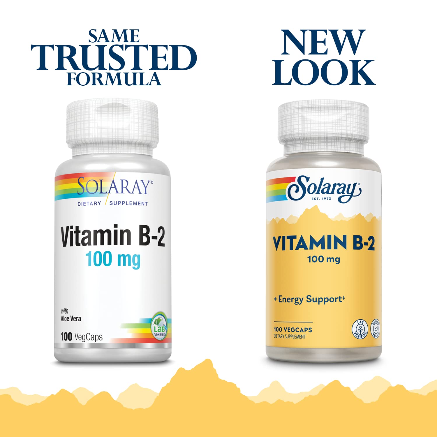 SOLARAY Vitamina B2 cápsulas veganas listas para tomar con agua.