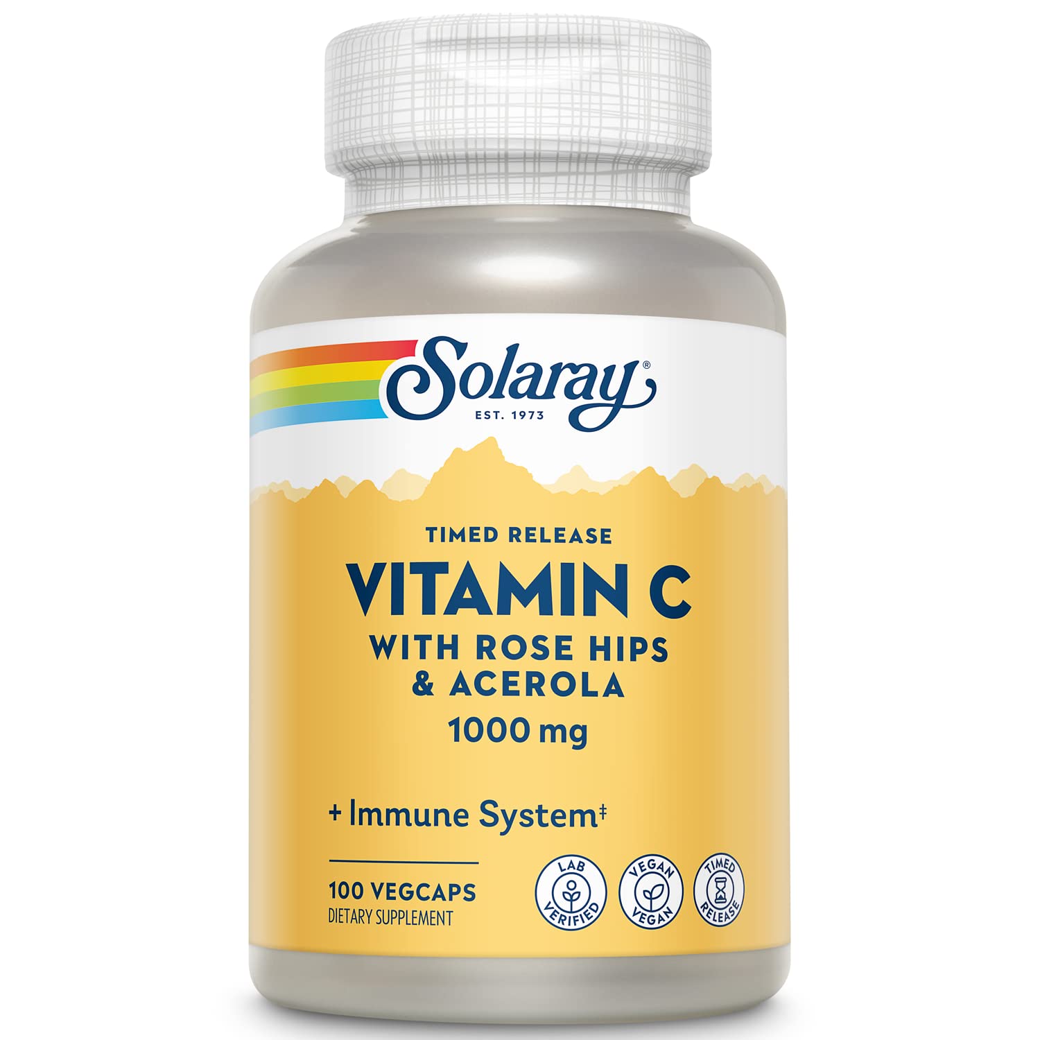 SOLARAY Vitamina C 1000 mg en cápsulas, apoyo inmunitario diario.