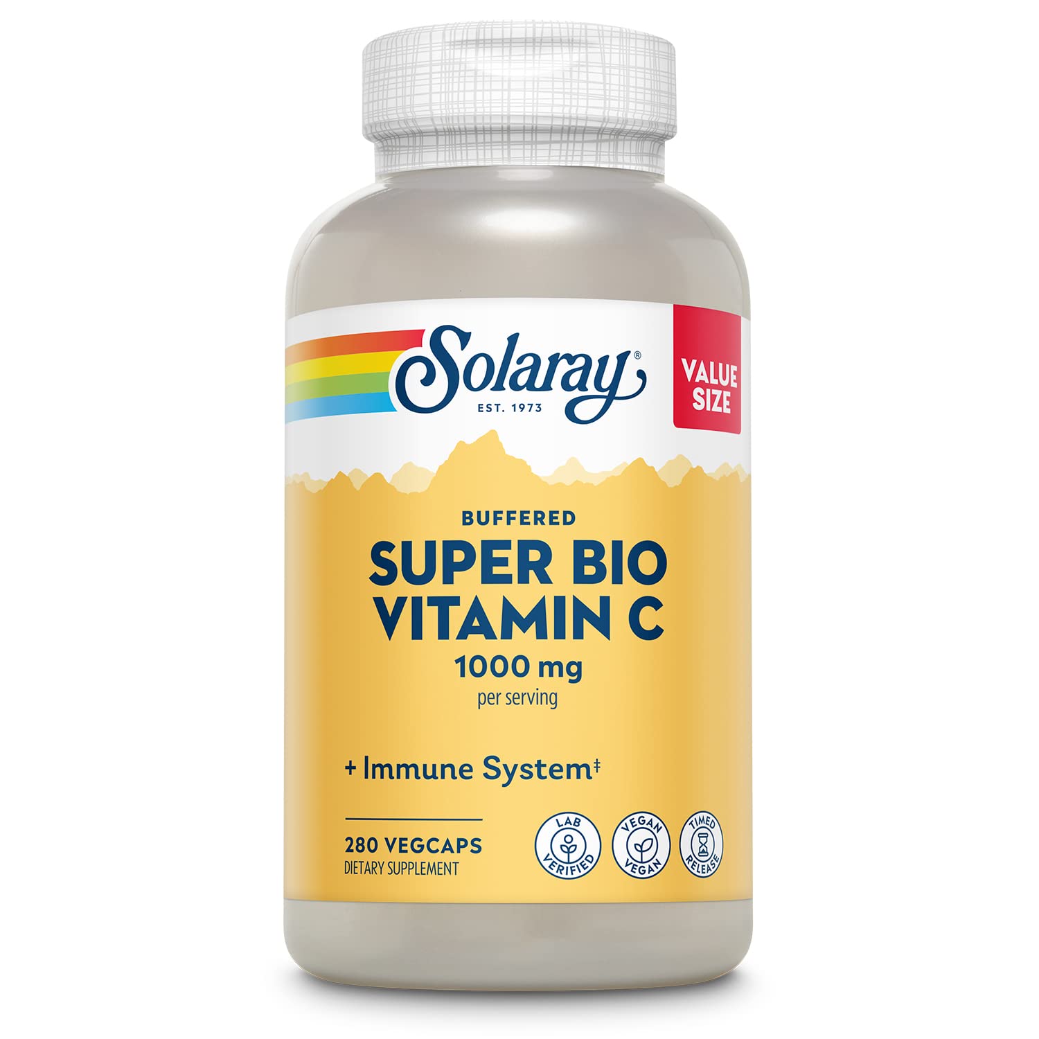 Solaray Vitamina C 1000 mg cápsulas en envase reciclado para consumo diario
