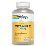 Solaray Vitamina C 500 mg, botella frontal, apoyo diario al sistema inmune.