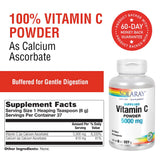 SOLARAY Vitamina C Cristalina 5000mg, etiqueta visible: producto puro, sin aditivos.