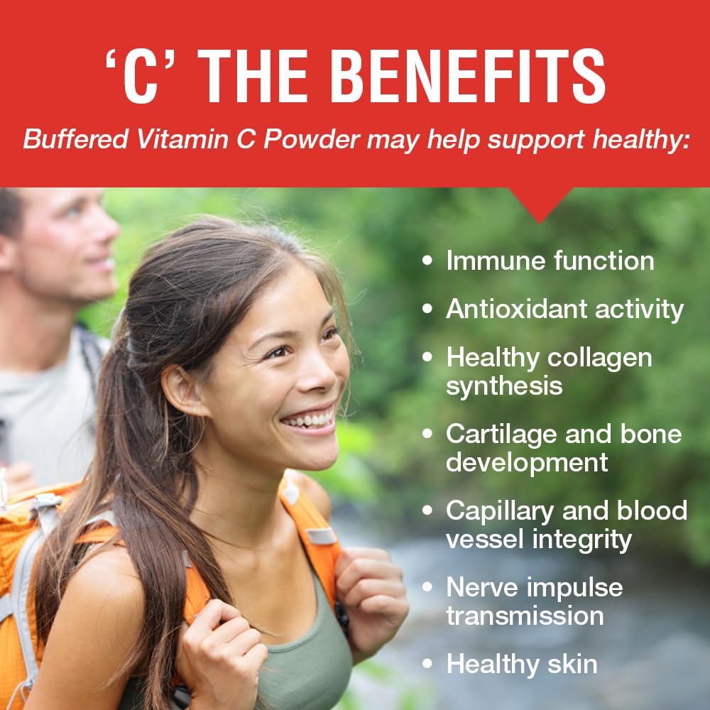 SOLARAY Vitamina C Cristalina 5000mg, ingrediente único: ascorbato de calcio para mejor tolerancia.