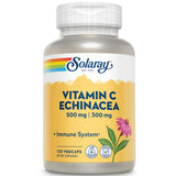 SOLARAY Vitamina C Echinacea cápsula, frente del frasco, apoyo diario al sistema inmune.