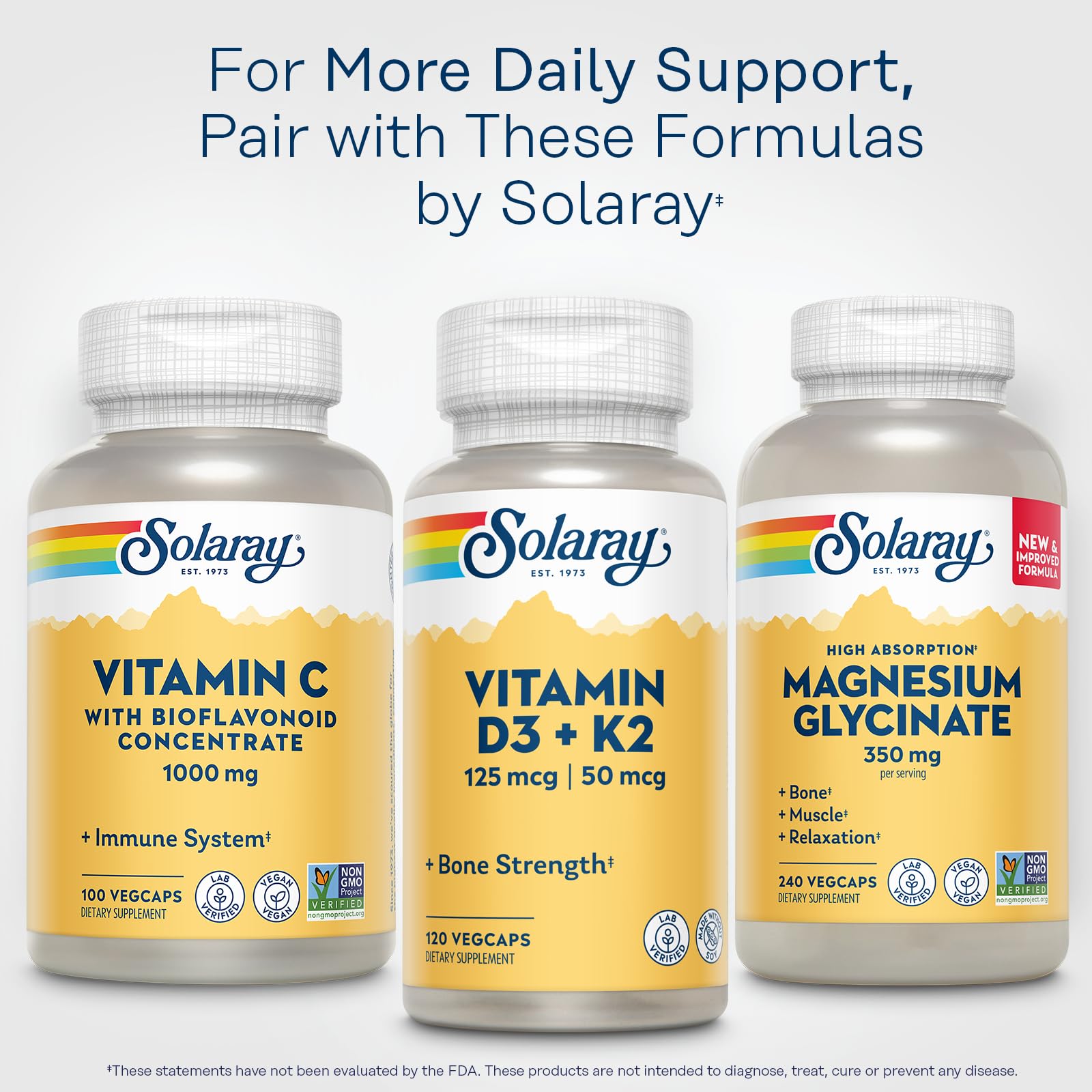 SOLARAY Vitamina C, cápsulas veganas para regímenes veganos.