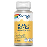 SOLARAY Vitamina D3 K2 en botella para apoyo potencial a la densidad ósea