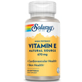 SOLARAY Vitamina E 1000 UI en botella, cuidado de la piel y antioxidante suave.