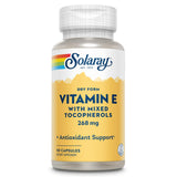 SOLARAY Vitamina E 400 UI, cápsula seca con tocoferoles mixtos para digestión suave.