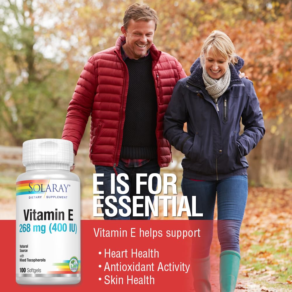 SOLARAY Vitamina E botella: antioxidante diario con base natural de tocopheroles