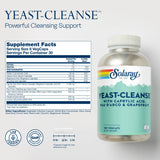 Cápsulas vegetarianas de Solaray Yeast-Cleanse en blister, fáciles de incorporar a la rutina diaria.