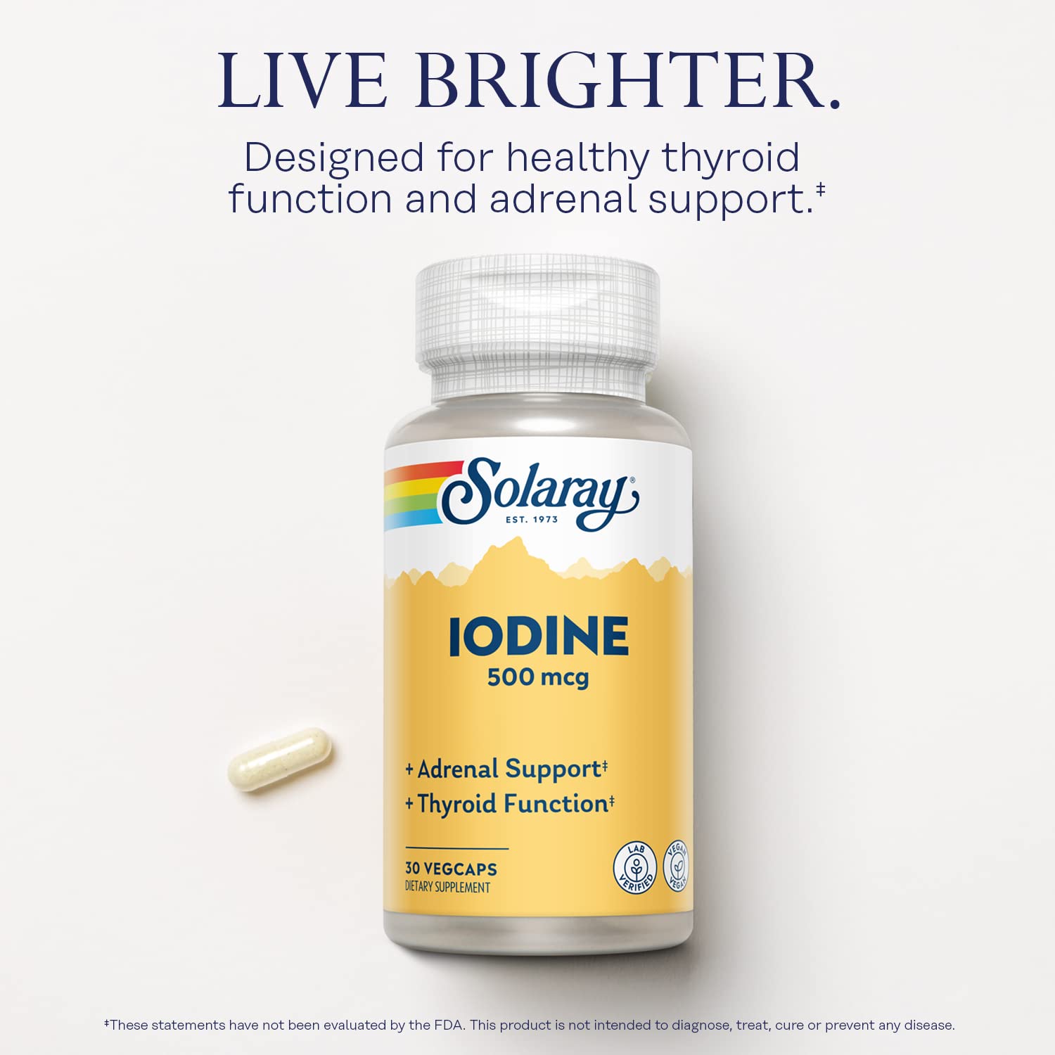 SOLARAY yodo 500mcg, caja de presentación para almacenamiento seguro