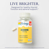 SOLARAY yodo 500 mcg, etiqueta detallada con información clara de dosis.