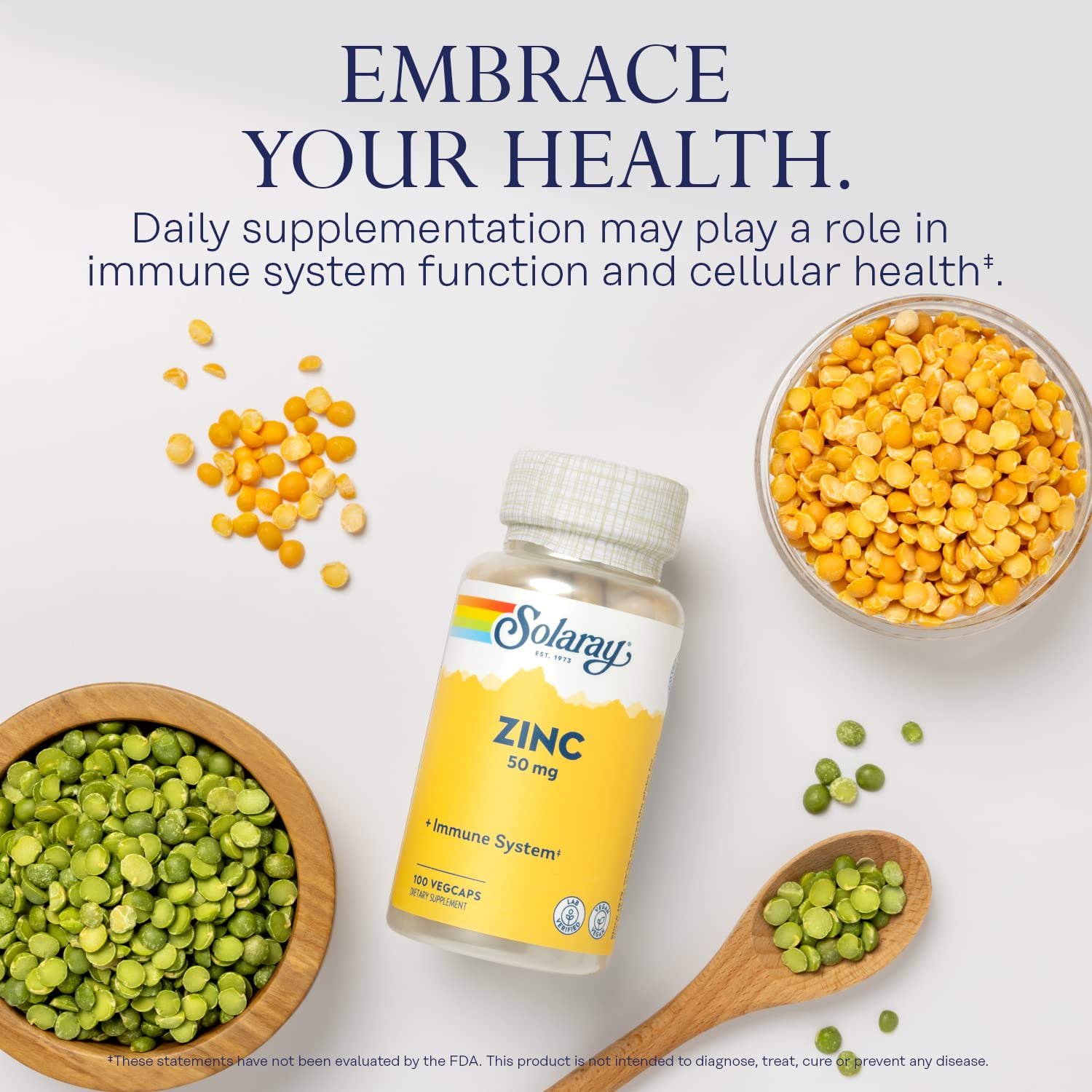 Solaray Zinc 50mg con semilla de calabaza, fuente adicional de zinc.