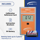 Solarmeter 6.4 pantalla LCD clara para lecturas rápidas.