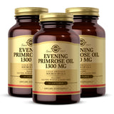 Solgar aceite de onagra 1300 mg, frasco con etiqueta visible para cuidado de la piel