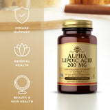 Solgar Ácido Alfa Lipoico 200 mg cápsulas vegetales dosis diaria, apoyo antioxidante