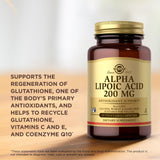 Solgar Ácido Alfa Lipoico 200 mg cápsulas vegetales recicla glutatión y vitaminas