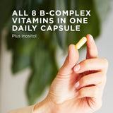Solgar B-Complex 100, cápsulas veganas: opción ética para el metabolismo diario.