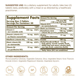 Solgar B-Complejo con Vitamina C, etiqueta y empaque visibles, sin OGM.