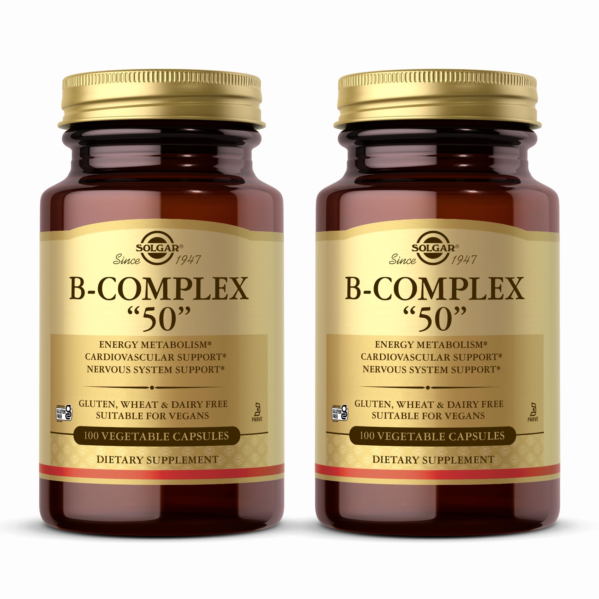 Solgar B-Complex50, botella de cápsulas, apoyo al metabolismo energético diario