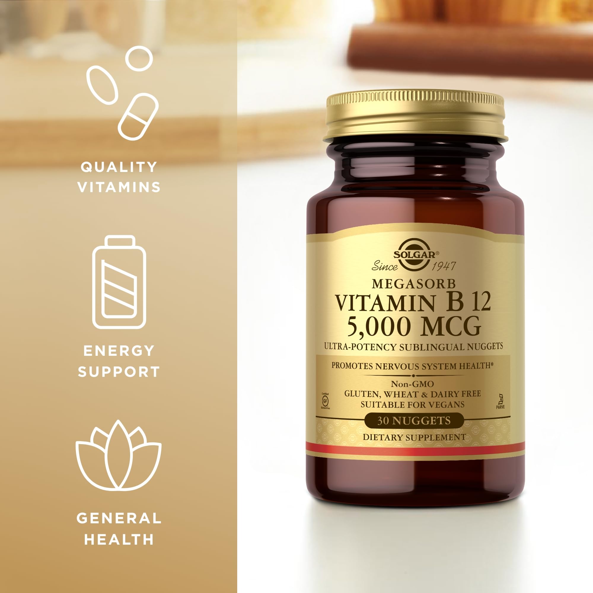 Solgar B12 Etiqueta e Ingredientes muestran calidad y respaldo de la fórmula.