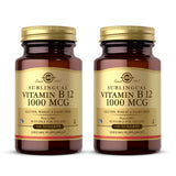 Solgar B12 sublingual 1000 mcg en bote frontal, aporte diario de energía.