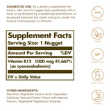 Solgar B12 sublingual 1000 mcg, etiqueta visible, información clara para elegir.