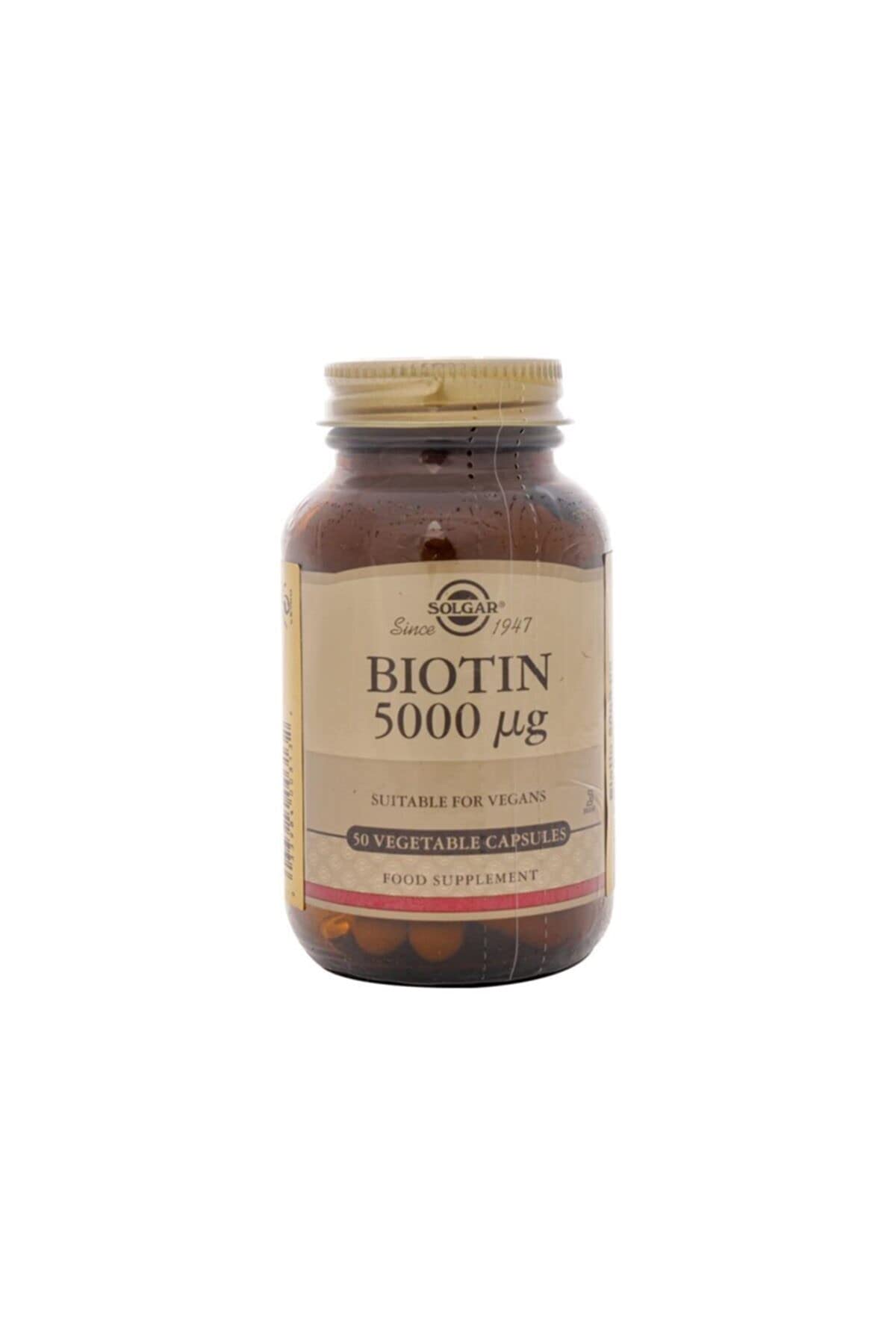 Solgar Biotina 5000 mcg, cápsulas vegetales, apoyo para piel sana, uñas y cabello