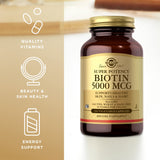 Solgar Biotina 5000 mcg: frasco vista lateral muestra la calidad del producto.
