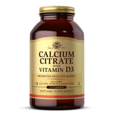 Solgar calcio citrato con vitamina D3 botella apoyo diario para huesos fuertes.