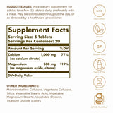 Solgar Calcium Magnesium Citrate, etiqueta, información clara para consumo consciente y seguro