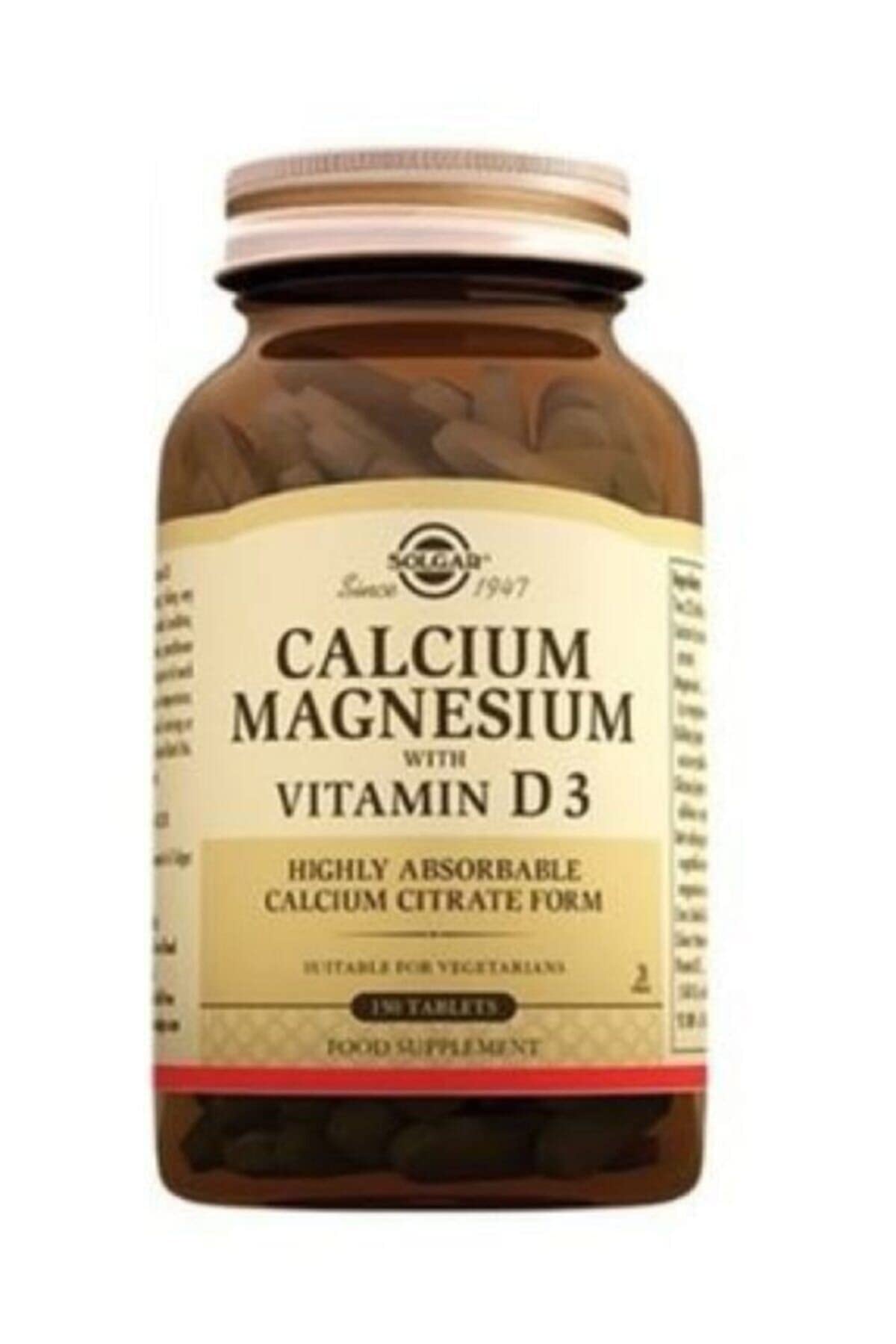 Solgar Calcio Magnesio con Vitamina D3, frasco vertido, apoyo potencial a huesos y músculos