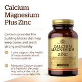 Solgar Calcio Magnesio Zinc, etiqueta de dosis diaria.