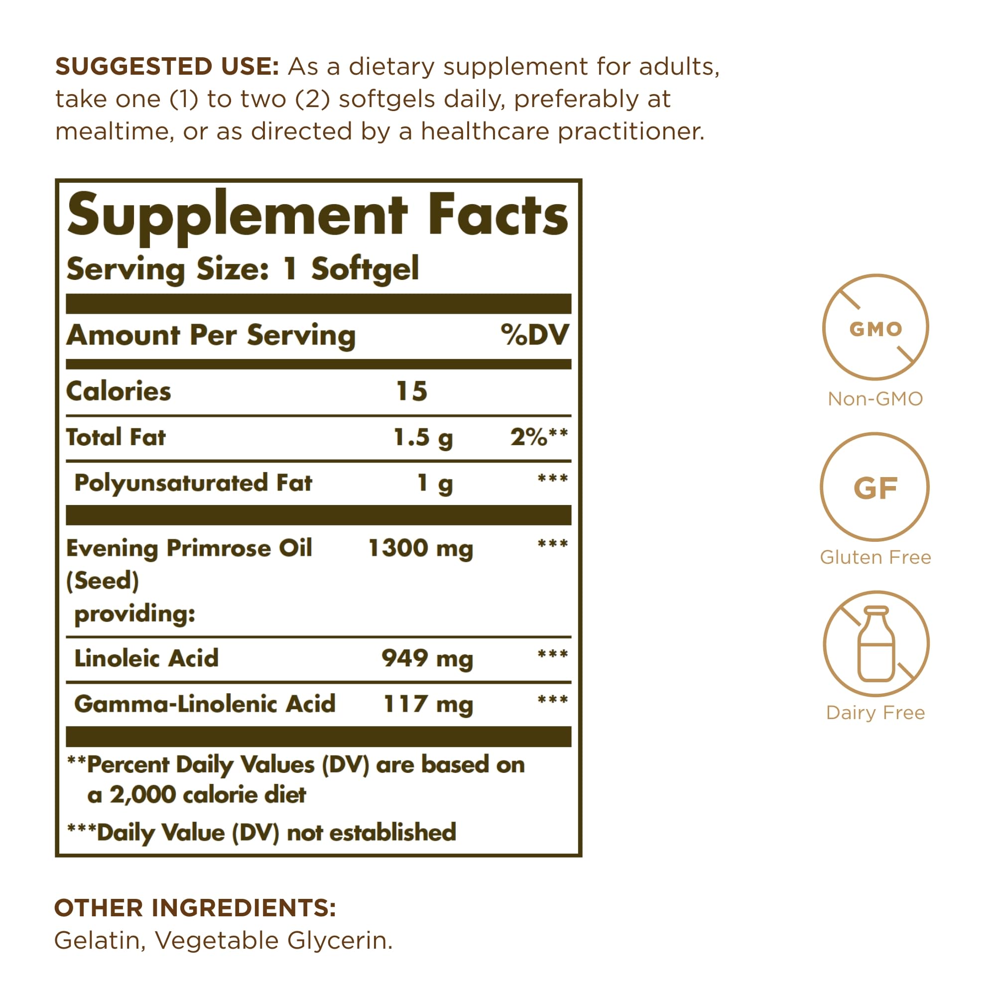 Solgar cápsulas de onagra 1300 mg, cápsulas suaves para ingesta diaria