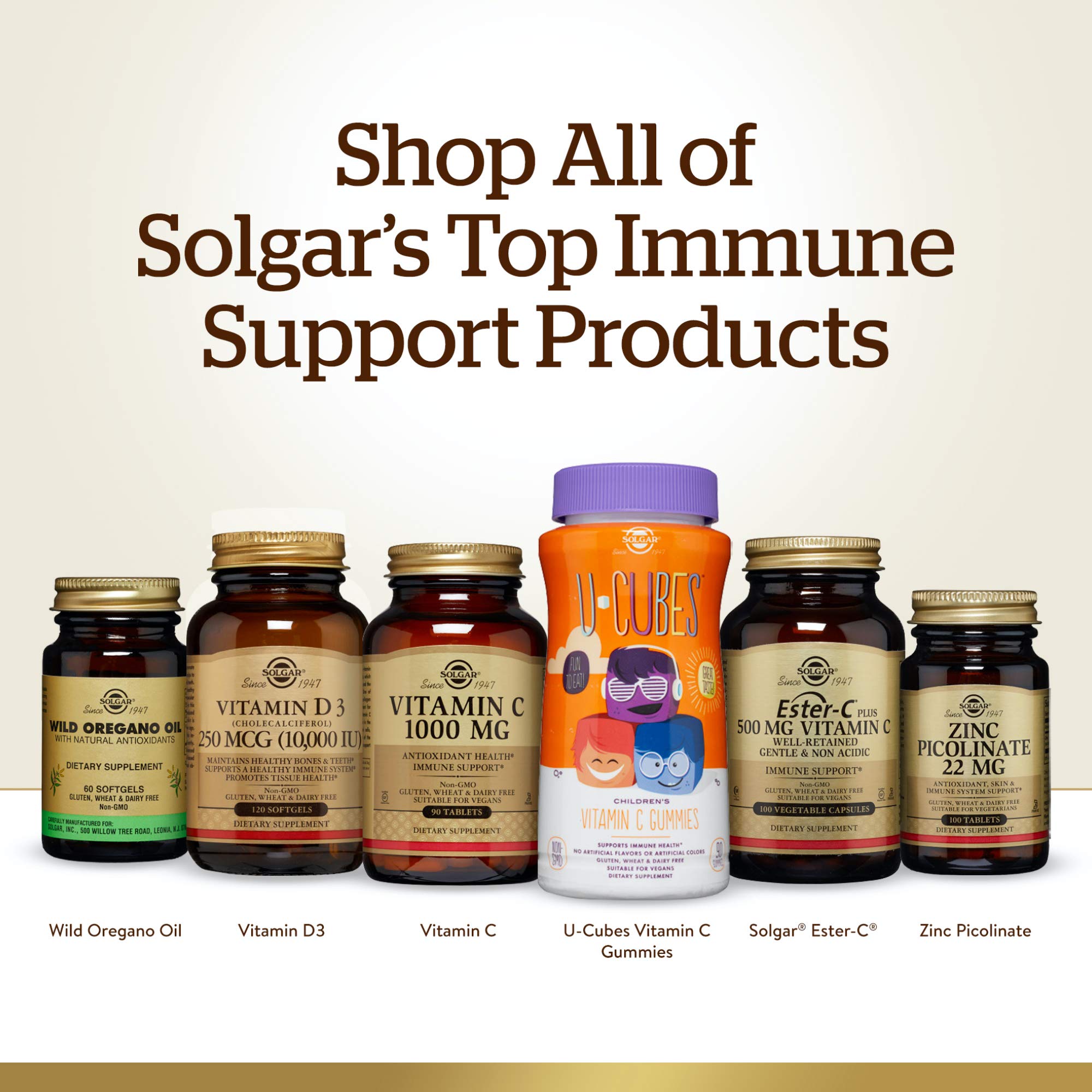 Solgar uso diario de vitamina C para bienestar general.