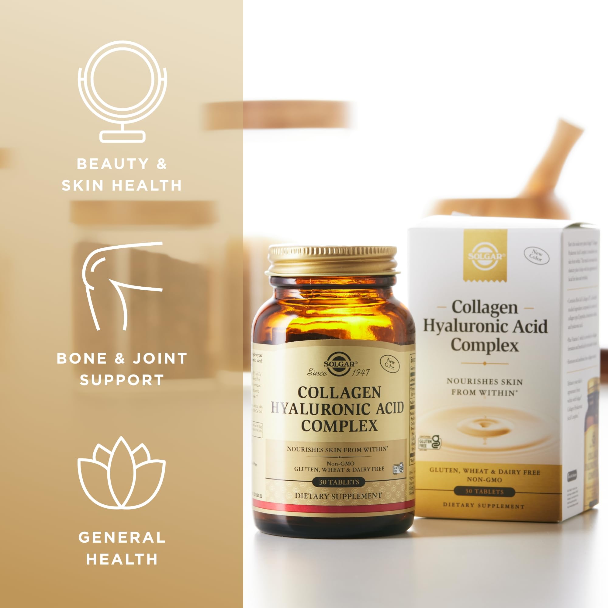 Solgar Collagen Hyaluronic Acid Complex, pack de dos, vida diaria más cómoda.