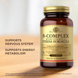 Solgar Complejo de Vitamina B con C: etiqueta clara para saber dosis.