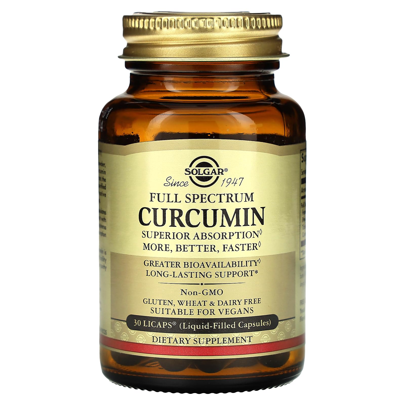 Solgar Curcumin: dosis de 40 mg por cápsula para conveniencia